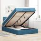 Preview: ARDEBO.de - Ottoman-Bett mit Matratze Dunkelblau 120x190 cm Samt