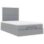 Preview: Ottoman-Bett mit Matratze & LEDs Hellgrau 120x200 cm Stoff