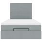 Preview: Ottoman-Bett mit Matratze & LEDs Hellgrau 120x200 cm Stoff