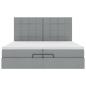Preview: Ottoman-Bett mit Matratzen Hellgrau 200x200 cm Stoff