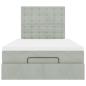 Preview: Ottoman-Bett mit Matratzen Hellgrau 120x190 cm Samt