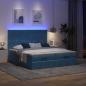 Preview: Ottoman-Bett mit Matratzen Dunkelblau 200x200 cm Samt