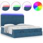 Preview: Ottoman-Bett mit Matratzen Dunkelblau 200x200 cm Samt