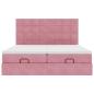 Preview: ARDEBO.de - Ottoman-Bett mit Matratzen Rosa 200x200 cm Samt