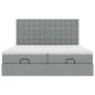 Preview: Ottoman-Bett mit Matratzen Hellgrau 160x200 cm Stoff
