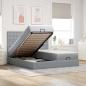 Preview: ARDEBO.de - Ottoman-Bett mit Matratzen Hellgrau 180x200 cm Stoff