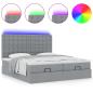 Preview: Ottoman-Bett mit Matratzen Hellgrau 180x200 cm Stoff