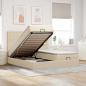 Preview: ARDEBO.de - Ottoman-Bett mit Matratzen & LEDs Creme 200x200 cm Stoff