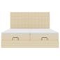 Preview: Ottoman-Bett mit Matratzen & LEDs Creme 200x200 cm Stoff