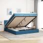 Preview: ARDEBO.de - Ottoman-Bett mit Matratze Dunkelblau 180x200 cm Samt