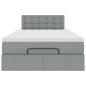 Preview: Ottoman-Bett mit Matratze Hellgrau 120x200 cm Stoff