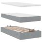 Preview: Ottoman-Bett mit Matratze Hellgrau 90x190 cm Stoff