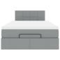 Preview: Ottoman-Bett mit Matratze Hellgrau 120x190 cm Stoff