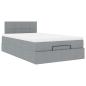 Preview: Ottoman-Bett mit Matratze Hellgrau 120x200 cm Stoff