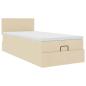 Preview: Ottoman-Bett mit Matratze Creme 90x200 cm Stoff