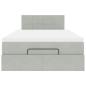 Preview: Ottoman-Bett mit Matratze Hellgrau 120x190 cm Samt