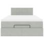 Preview: Ottoman-Bett mit Matratze Hellgrau 120x200 cm Samt