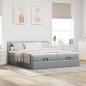 Preview: Ottoman-Bett mit Matratzen Hellgrau 160x200 cm Stoff