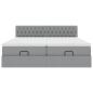 Preview: Ottoman-Bett mit Matratzen Hellgrau 160x200 cm Stoff