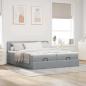 Preview: Ottoman-Bett mit Matratzen Hellgrau 160x200 cm Stoff