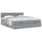 Preview: Ottoman-Bett mit Matratzen Hellgrau 160x200 cm Stoff