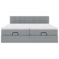 Preview: Ottoman-Bett mit Matratzen Hellgrau 200x200 cm Stoff