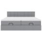Preview: Ottoman-Bett mit Matratzen Hellgrau 160x200 cm Stoff