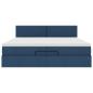 Preview: Ottoman-Bett mit Matratzen Blau 200x200 cm Stoff