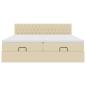 Preview: Ottoman-Bett mit Matratzen & LEDs Creme 180x200 cm Stoff