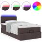Preview: Ottoman-Bett mit Matratze & LEDs Dunkelbraun 90x190 cm Stoff