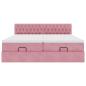 Preview: Ottoman-Bett mit Matratzen & LEDs Rosa 200x200 cm Samt
