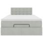 Preview: Ottoman-Bett mit Matratze Hellgrau 120x200 cm Samt