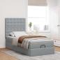 Preview: Ottoman-Bett mit Matratze Hellgrau 100x200 cm Stoff