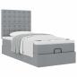 Preview: Ottoman-Bett mit Matratze Hellgrau 100x200 cm Stoff