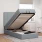 Preview: ARDEBO.de - Ottoman-Bett mit Matratze Hellgrau 100x200 cm Stoff