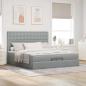 Preview: Ottoman-Bett mit Matratzen Hellgrau 200x200 cm Stoff