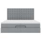 Preview: Ottoman-Bett mit Matratzen Hellgrau 200x200 cm Stoff