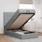 Preview: ARDEBO.de - Ottoman-Bett mit Matratze Hellgrau 90x190 cm Stoff