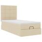 Preview: ARDEBO.de - Ottomane Bett mit Matratze & LEDs Creme 90x200 cm Stoff