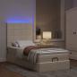 Preview: Ottomane Bett mit Matratze & LEDs Creme 90x200 cm Stoff