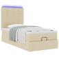 Preview: Ottomane Bett mit Matratze & LEDs Creme 90x200 cm Stoff