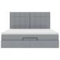 Preview: Ottoman-Bett mit Matratzen Hellgrau 200x200 cm Stoff