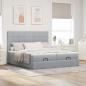 Preview: Ottoman-Bett mit Matratzen Hellgrau 200x200 cm Stoff