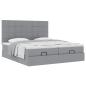 Preview: Ottoman-Bett mit Matratzen Hellgrau 200x200 cm Stoff