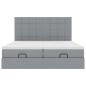 Preview: Ottoman-Bett mit Matratzen Hellgrau 200x200 cm Stoff