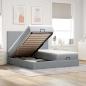 Preview: ARDEBO.de - Ottoman-Bett mit Matratzen Hellgrau 200x200 cm Stoff