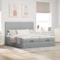 Preview: Ottoman-Bett mit Matratzen Hellgrau 200x200 cm Stoff
