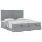 Preview: Ottoman-Bett mit Matratzen Hellgrau 200x200 cm Stoff