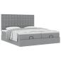 Preview: Ottoman-Bett mit Matratzen Hellgrau 200x200 cm Stoff