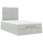 Preview: ARDEBO.de - Ottoman-Bett mit Matratzen Hellgrau 120x200 cm Samt